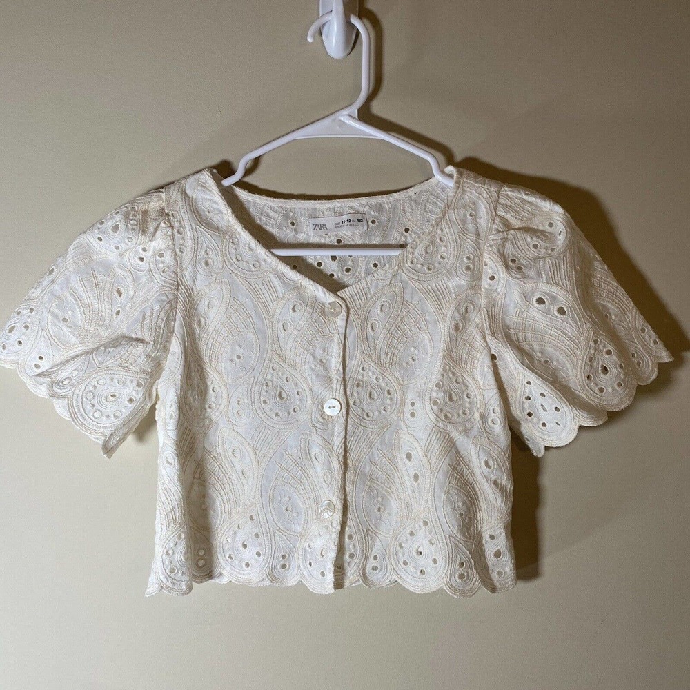 Zara Kids White Eyelet Blouse